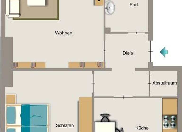 Wohnung zur Miete 473 € 2,5 Zimmer 53,1 m² 2. Geschoss frei ab 16.04.2026 Holsterhausen Essen 45145