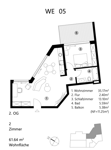 Wohnung zum Kauf 457.500 € 2 Zimmer 61 m² 3. Geschoss frei ab 01.12.2024 Nauener Vorstadt Potsdam 14469