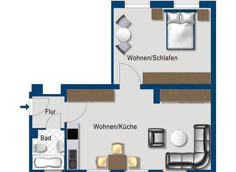 Wohnung zur Miete 628 € 2 Zimmer 49,7 m² 2. Geschoss frei ab 08.03.2026 Jostenstr. 10 Reisholz Düsseldorf 40599