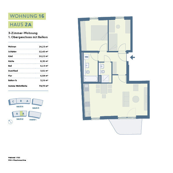 Wohnung zum Kauf 582.000 € 3 Zimmer 74,7 m²<br/>Wohnfläche 1.<br/>Geschoss Erding Erding 85435