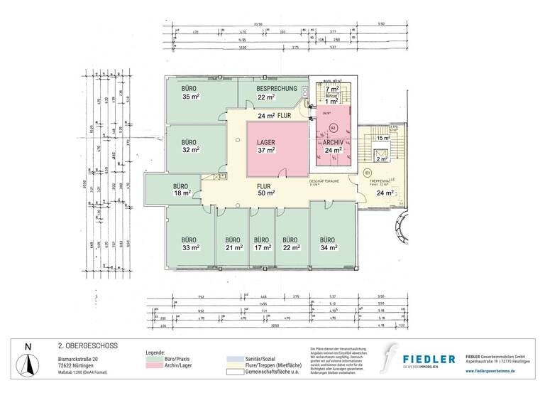 Bürofläche zur Miete provisionsfrei 938 m² Bürofläche teilbar ab 392 m² Bismarckstraße 20 Nürtingen 72622