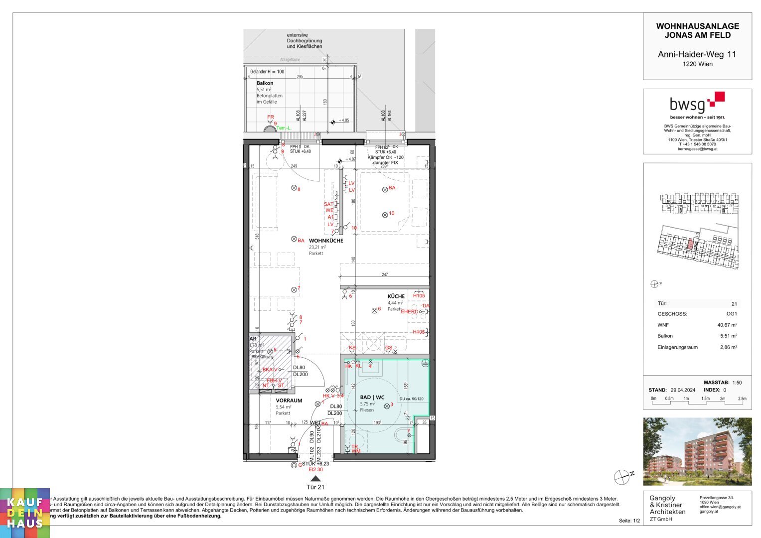 Wohnung zum Kauf 210.311 € 1 Zimmer 40,7 m²<br/>Wohnfläche 01.05.2025<br/>Verfügbarkeit Anni-Haider-Weg 11 Wien 1220