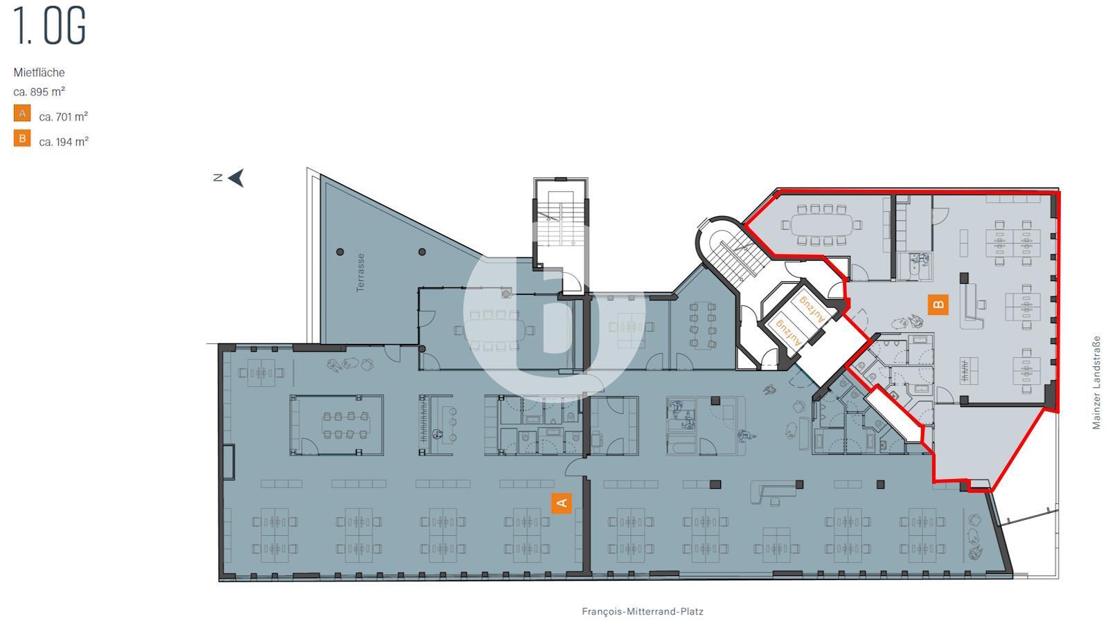 Bürofläche zur Miete provisionsfrei 35 € 307 m²<br/>Bürofläche ab 307 m²<br/>Teilbarkeit Bahnhofsviertel Frankfurt am Main 60329