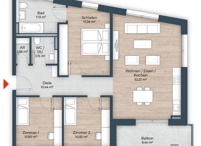 Wohnung zum Kauf provisionsfrei 898.950 € 4 Zimmer 98 m²<br/>Wohnfläche 1.<br/>Geschoss Großreuther Straße 165 Großreuth h d Veste Nürnberg 90425