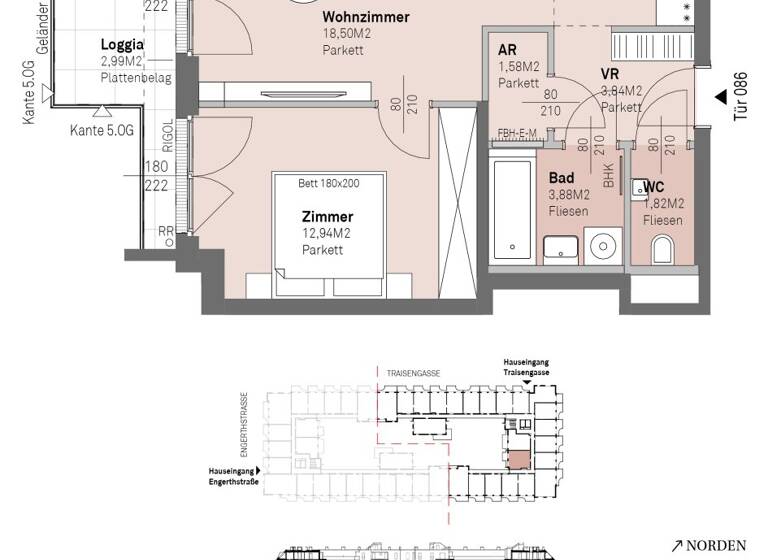 Wohnung zum Kauf - Erstbezug 343.500 € 2 Zimmer 47,4 m² 4. Geschoss frei ab 30.06.2028 Traisengasse 20-22 Wien 1200