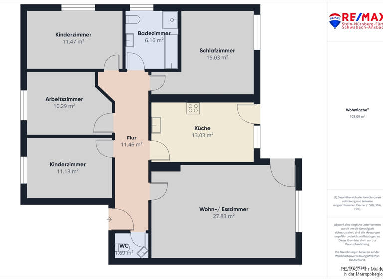 Wohnung zum Kauf 324.900 € 5 Zimmer 109 m²<br/>Wohnfläche 1.<br/>Geschoss Ansbach Ansbach 91522