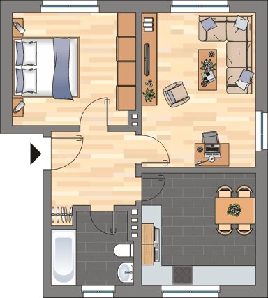 Wohnung zur Miete 309 € 2 Zimmer 49,1 m² EG frei ab 31.01.2025 Peterstraße 148 Bant Wilhelmshaven 26389