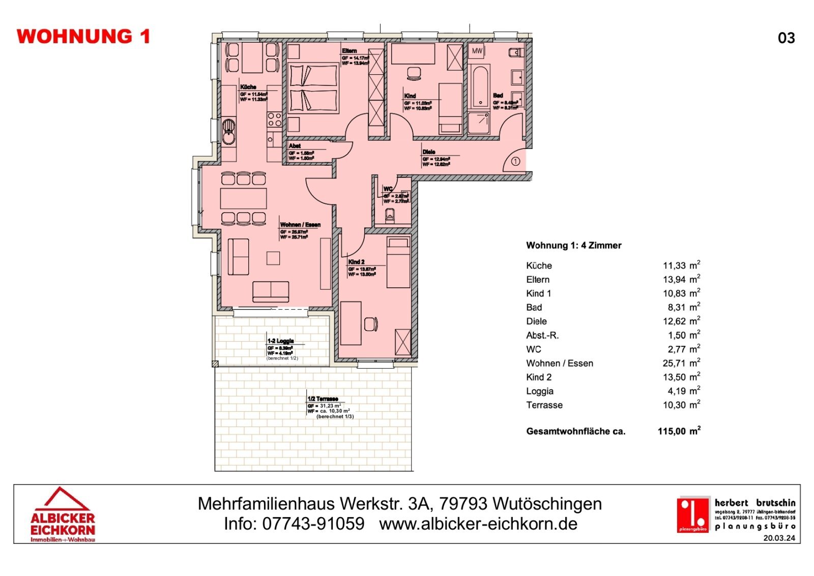 Wohnung zum Kauf provisionsfrei 449.000 € 4 Zimmer 115 m²<br/>Wohnfläche 1.<br/>Geschoss Wutöschingen Wutöschingen 79793