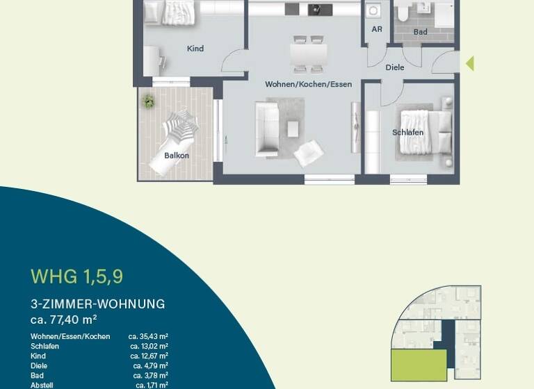 Wohnung zum Kauf 314.500 € 3 Zimmer 77,4 m²<br/>Wohnfläche 1.<br/>Geschoss Dinkelsbühl Dinkelsbühl 91550