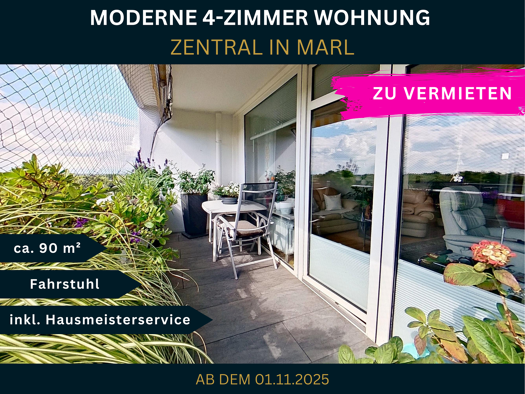 Wohnung zur Miete 540 € 4 Zimmer 90 m² 8. Geschoss frei ab 01.11.2025 Marl 45768