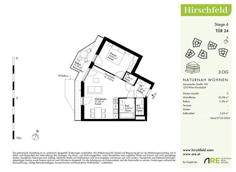 Wohnung zum Kauf - Erstbezug provisionsfrei 323.500 € 2 Zimmer 53 m² 3. Geschoss Wien 1210