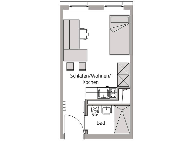 Wohnung zum Kauf 142.900 € 1 Zimmer 20,1 m²<br/>Wohnfläche 4.<br/>Geschoss Grombühl Würzburg 97076