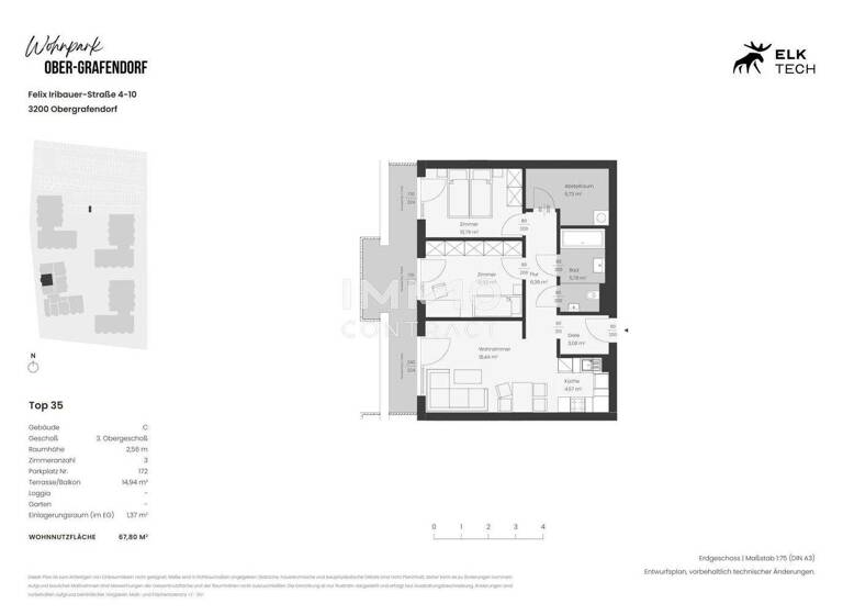 Wohnung zum Kauf - Erstbezug provisionsfrei 270.000 € 3 Zimmer 67,8 m² frei ab sofort Teufelhof St. Pölten 3100