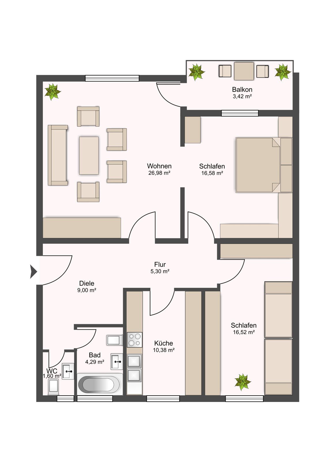 Wohnung zum Kauf 275.000 € 3 Zimmer 94 m²<br/>Wohnfläche 3.<br/>Geschoss Kreuzäcker Schwäbisch Hall 74523