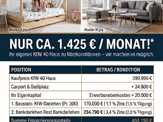 Haus zum Kauf - Erstbezug provisionsfrei 399.990 € 4 Zimmer frei ab sofort Rauenzell Herrieden 91567