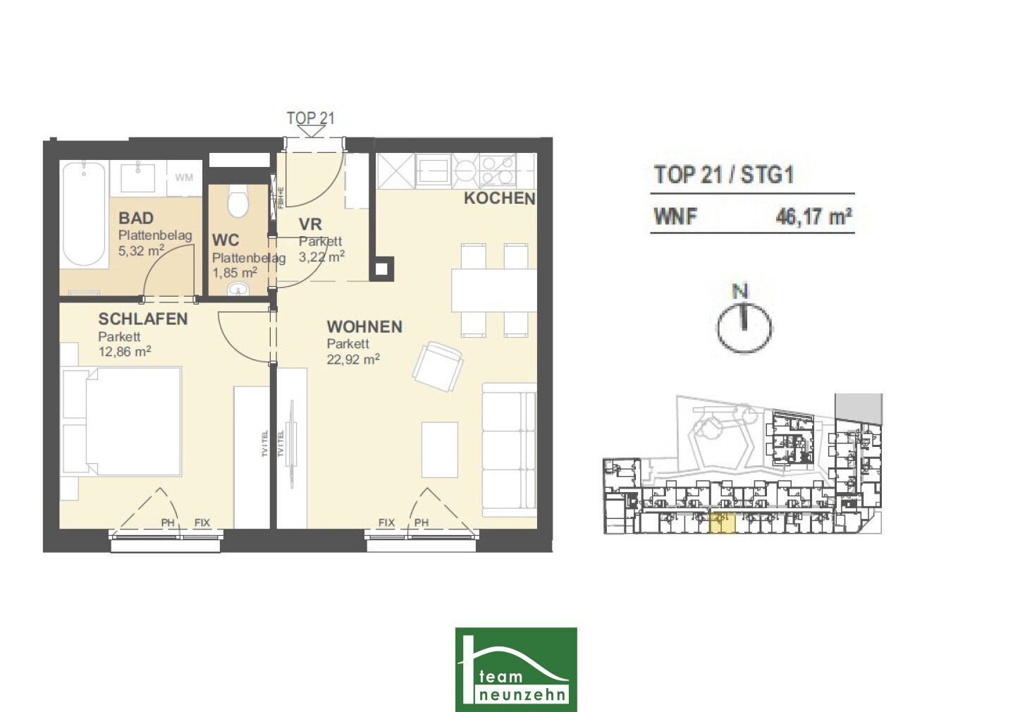 Wohnung zum Kauf provisionsfrei 236.100 € 2 Zimmer 46,7 m²<br/>Wohnfläche 1.<br/>Geschoss Tokiostraße 5 Wien 1220