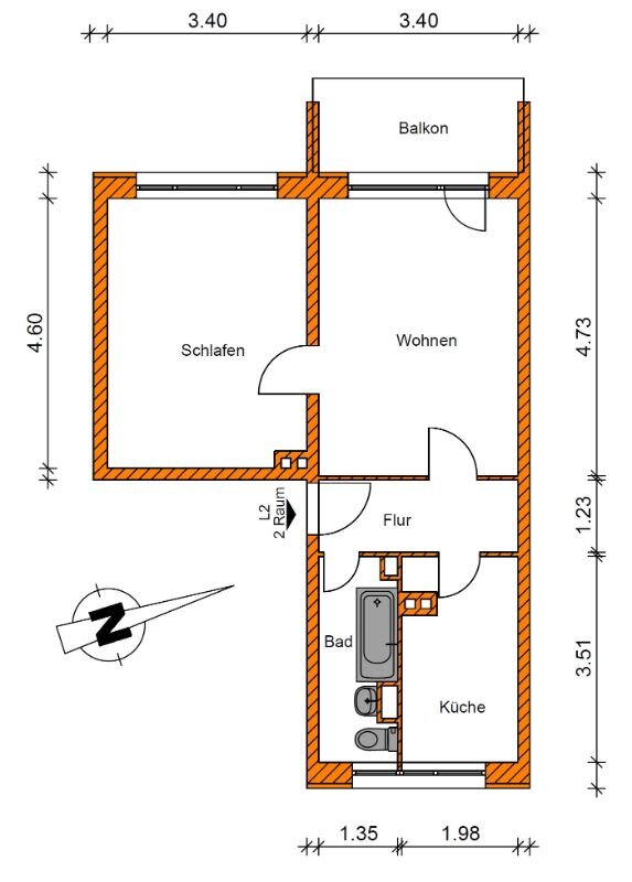 Wohnung zur Miete 300 € 2 Zimmer 49,3 m²<br/>Wohnfläche 5.<br/>Geschoss Förderstedter Straße 56 Semmelweisstraße Magdeburg 39112