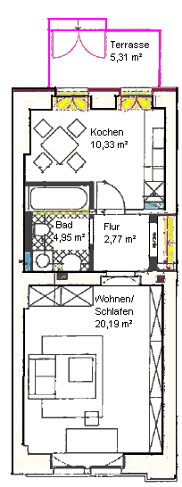 Studio zum Kauf als Kapitalanlage geeignet 115.000 € 1 Zimmer 41 m²<br/>Wohnfläche Erlenstrasse 3 Leipziger Vorstadt (Unterer Hecht) Dresden 01097