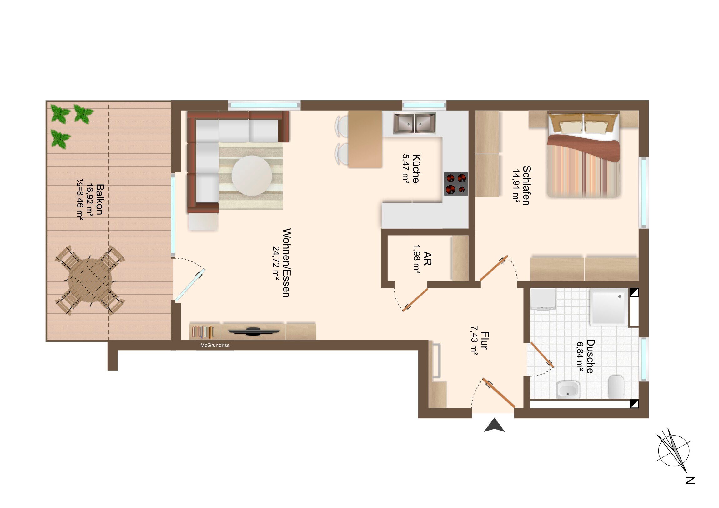 Wohnung zum Kauf provisionsfrei 286.000 € 2 Zimmer 69,9 m²<br/>Wohnfläche Rottweil Rottweil 78628