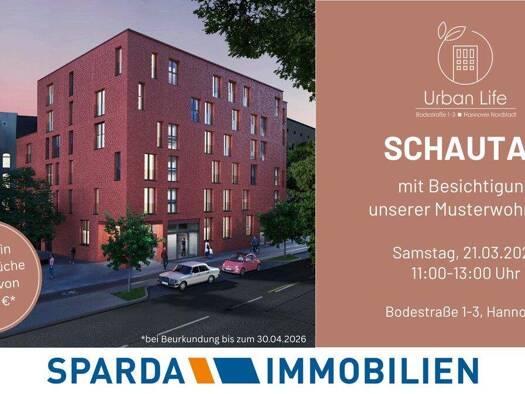 Wohnung zum Kauf - Erstbezug provisionsfrei 349.000 € 2 Zimmer 64,4 m² Bodestraße 1-3 Nordstadt Hannover-Nordstadt 30167