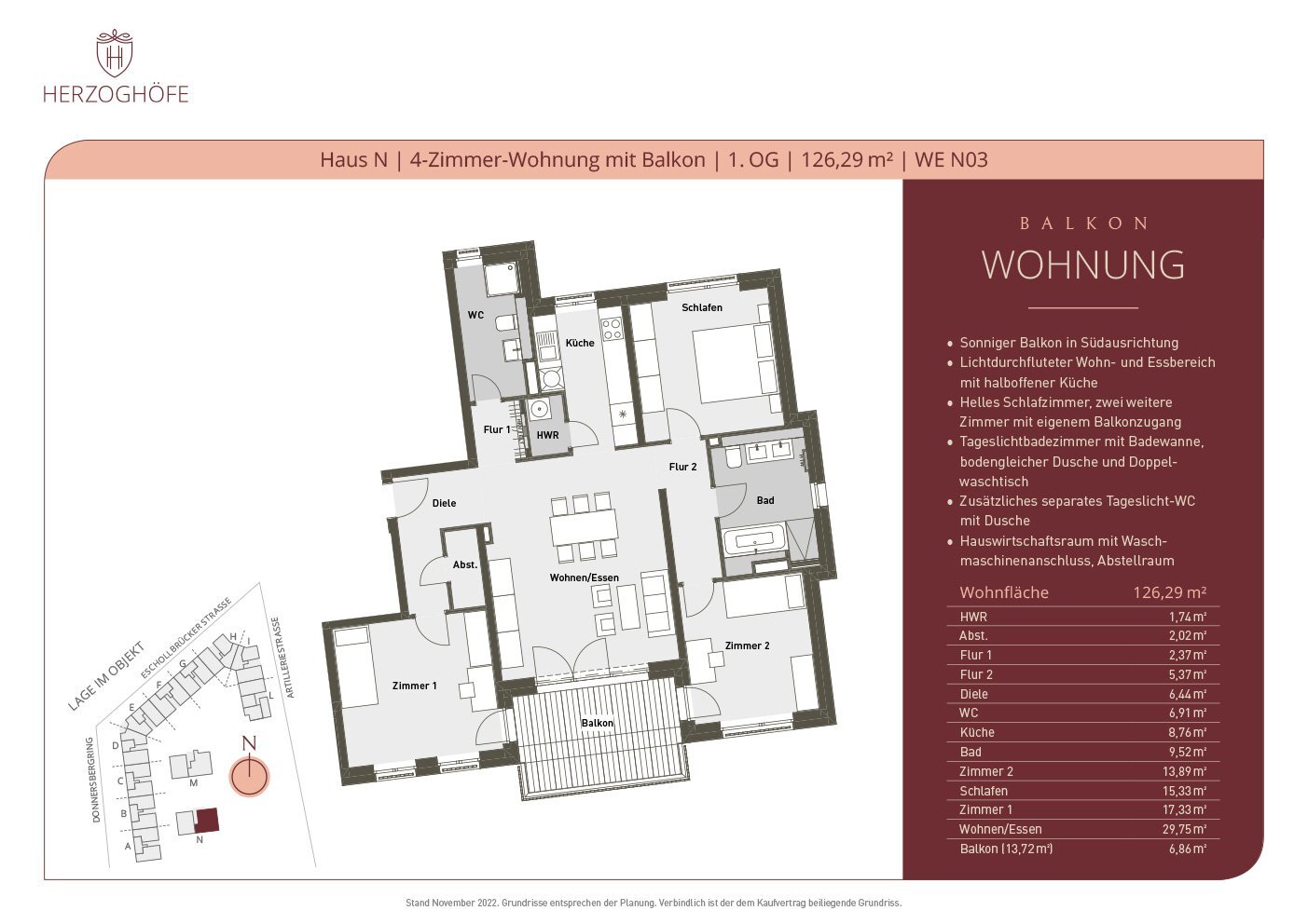 Wohnung zum Kauf provisionsfrei 655.000 € 4 Zimmer 126,3 m²<br/>Wohnfläche 1.<br/>Geschoss ab sofort<br/>Verfügbarkeit St. Ludwig mit Eichbergviertel Darmstadt 64283