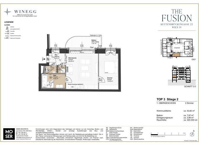 Wohnung zum Kauf - Erstbezug 565.000 € 2 Zimmer 53,8 m² 1. Geschoss Kettenbrückengasse 22 Wien 1040