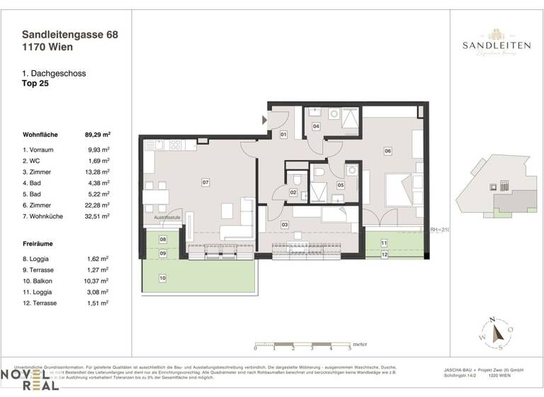 Wohnung zum Kauf - Erstbezug 849.000 € 3 Zimmer 94 m² 5. Geschoss Wien 1170