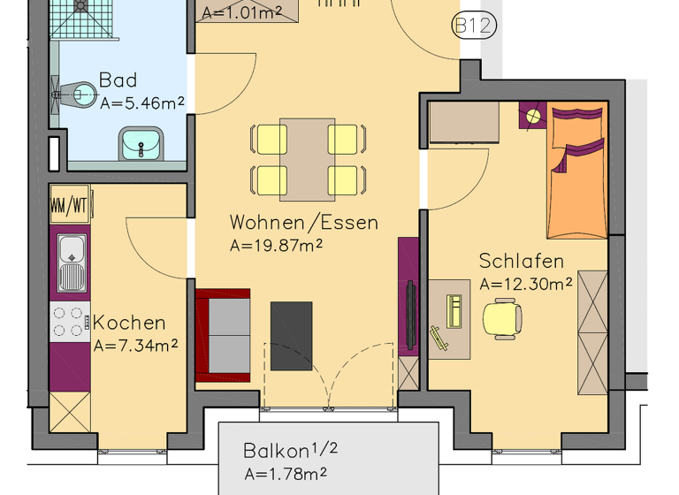 Studio zur Miete 1.185 € 1 Zimmer 48 m² 3. Geschoss Mettmannerstraße 25 Flingern Süd Düsseldorf 40233