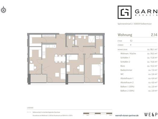 Wohnung zur Miete - Erstbezug 2.010 € 4 Zimmer 98 m² 2. Geschoss frei ab 01.11.2026 Kolbermoor 83059
