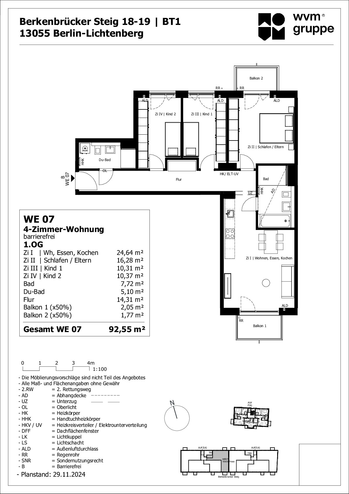 Wohnung zum Kauf provisionsfrei 633.000 € 4 Zimmer 92,6 m²<br/>Wohnfläche 1.<br/>Geschoss Berkenbrücker Steig 18-19 Alt-Hohenschönhausen Berlin 13055