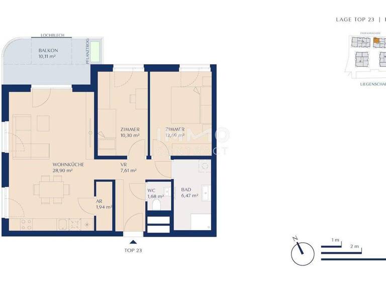 Wohnung zum Kauf - Erstbezug provisionsfrei 439.000 € 3 Zimmer 69,6 m² 3. Geschoss Wien 1230