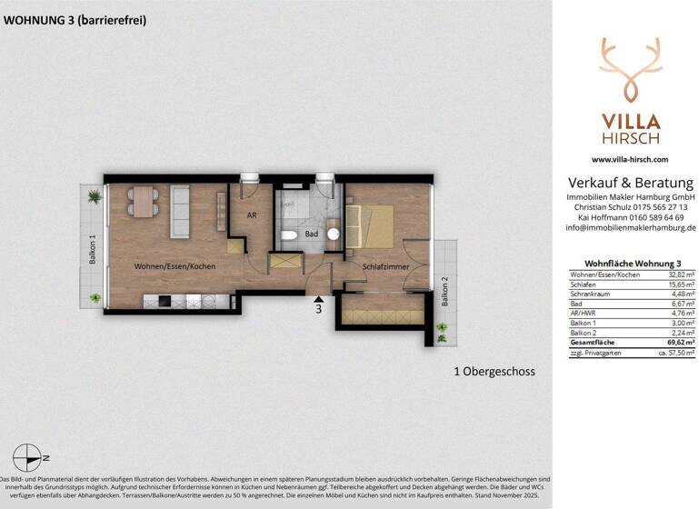 Wohnung zum Kauf - Erstbezug 599.000 € 2 Zimmer 69,6 m² 1. Geschoss frei ab 01.10.2026 Hirschwechsel 2 Kleinmachnow 14532