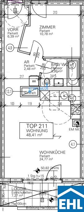 Wohnung zur Miete 814 € 2 Zimmer 48,4 m²<br/>Wohnfläche 2.<br/>Geschoss Brunnengasse Wien 1160