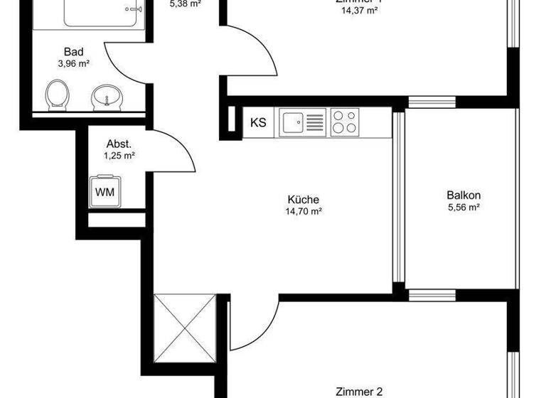 Wohnung zum Kauf 340.000 € 2 Zimmer 56 m² 1. Geschoss Wiehre Freiburg 79100