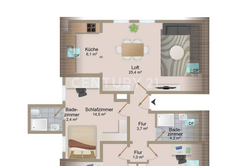 Studio zur Miete - Erstbezug 960 € 4 Zimmer 80 m² 2. Geschoss Pechauer Straße 35 Cracau Magdeburg 39114