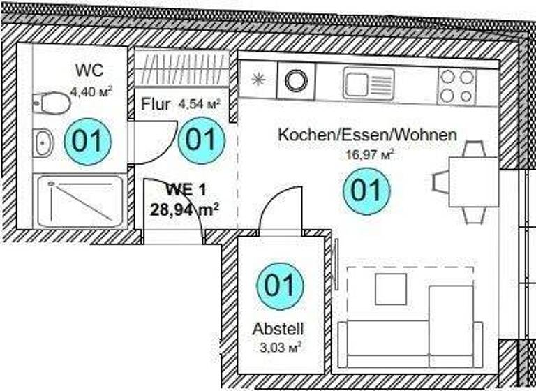 Studio zum Kauf provisionsfrei 123.000 € 1 Zimmer 28,9 m² EG frei ab 01.12.2026 Pfullendorf 88630