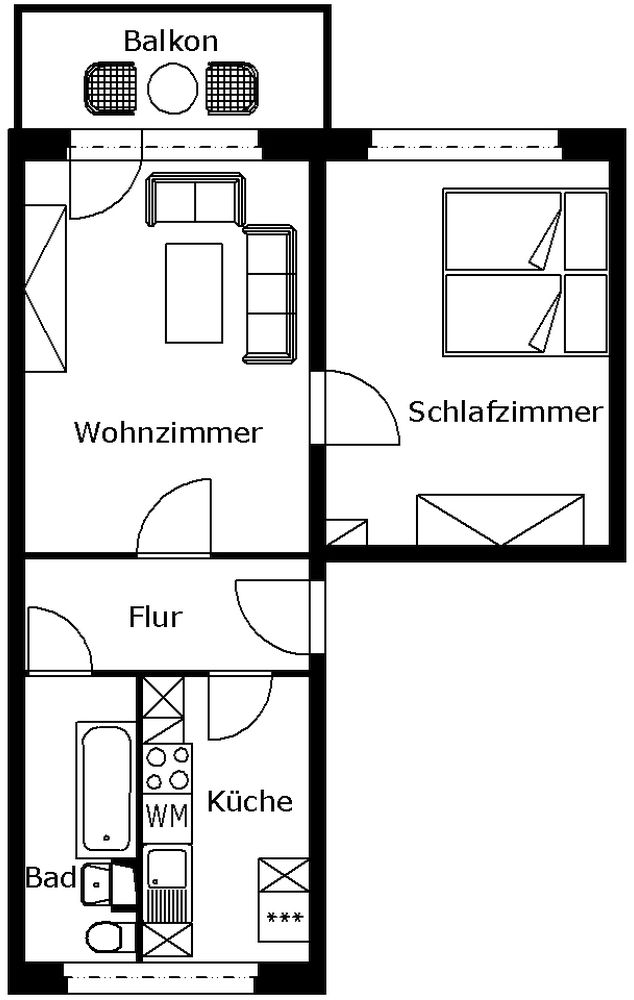 Wohnung zur Miete 247 € 2 Zimmer 46,9 m²<br/>Wohnfläche 4.<br/>Geschoss Friedrich-Engels-Straße 13 Bahnhofsvorstadt Plauen 08523