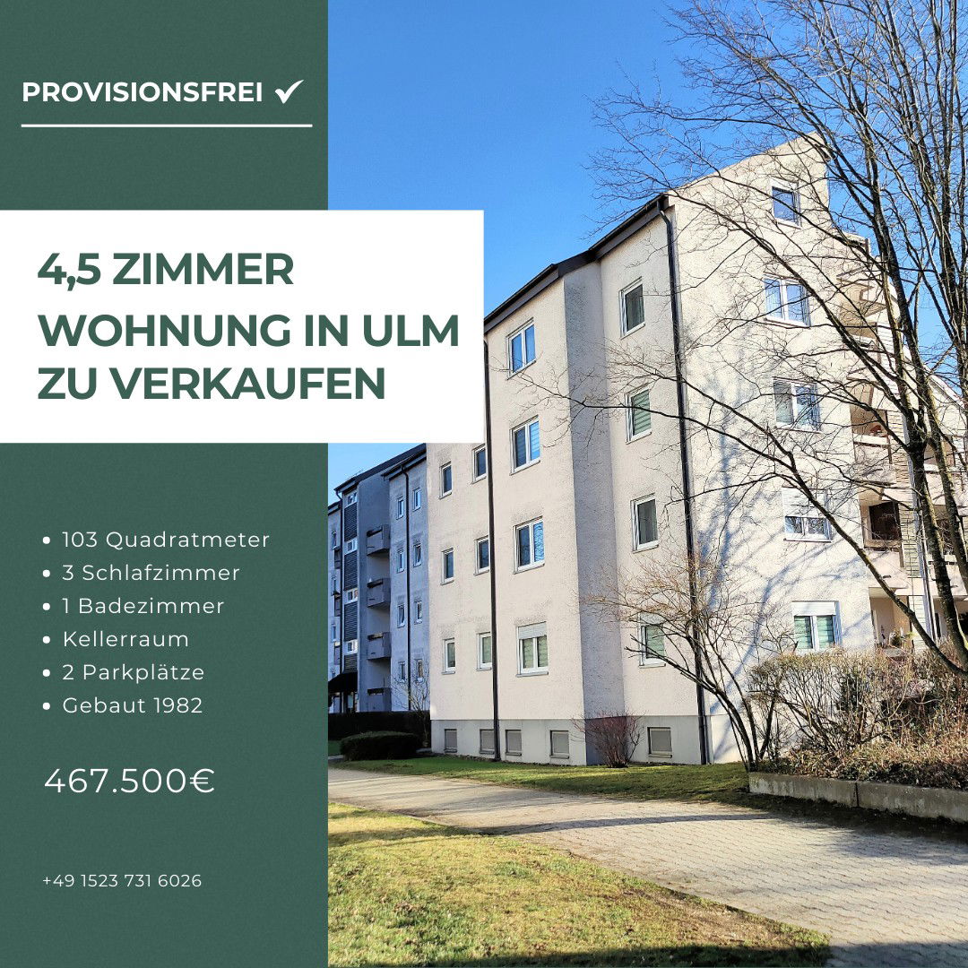 Wohnung zum Kauf provisionsfrei 467.500 € 4,5 Zimmer 103,2 m²<br/>Wohnfläche 1.<br/>Geschoss Tannenplatz - Süd Ulm 89079