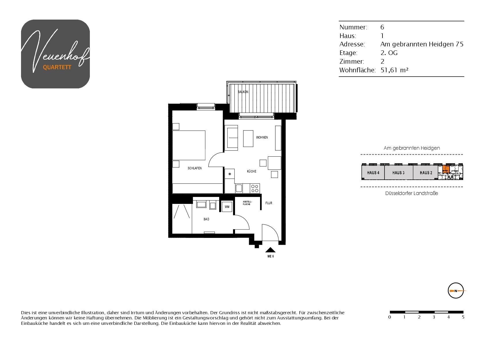 Wohnung zur Miete 720 € 2 Zimmer 51,6 m²<br/>Wohnfläche 2.<br/>Geschoss 01.02.2025<br/>Verfügbarkeit Am gebrannten Heidgen 75 Wanheim - Angerhausen Duisburg 47249