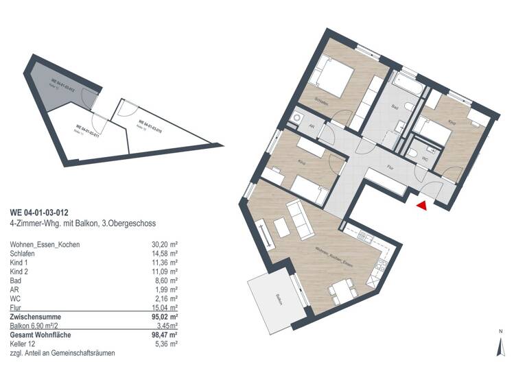 Wohnung zur Miete 1.474 € 4 Zimmer 98,5 m² 3. Geschoss Deutenbacherstraße 24c Stein 90547