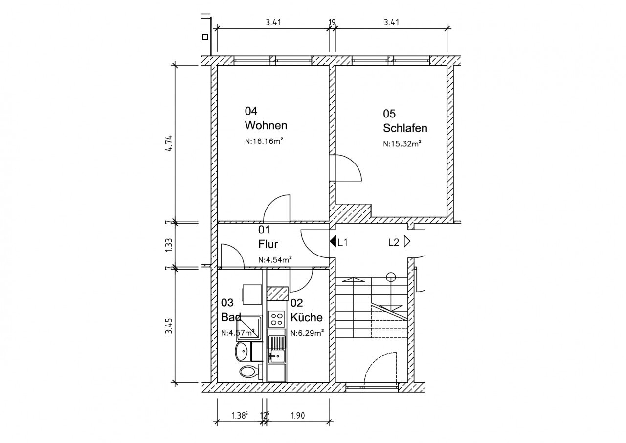 Wohnung zur Miete 253 € 2 Zimmer 45,9 m²<br/>Wohnfläche 3.<br/>Geschoss Weferlinger Straße 3 Beimssiedlung Magdeburg 39110