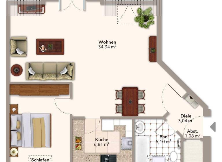 Wohnung zur Miete 452 € 2 Zimmer 69,5 m² Damaschkeweg 36 Gröningen 39397