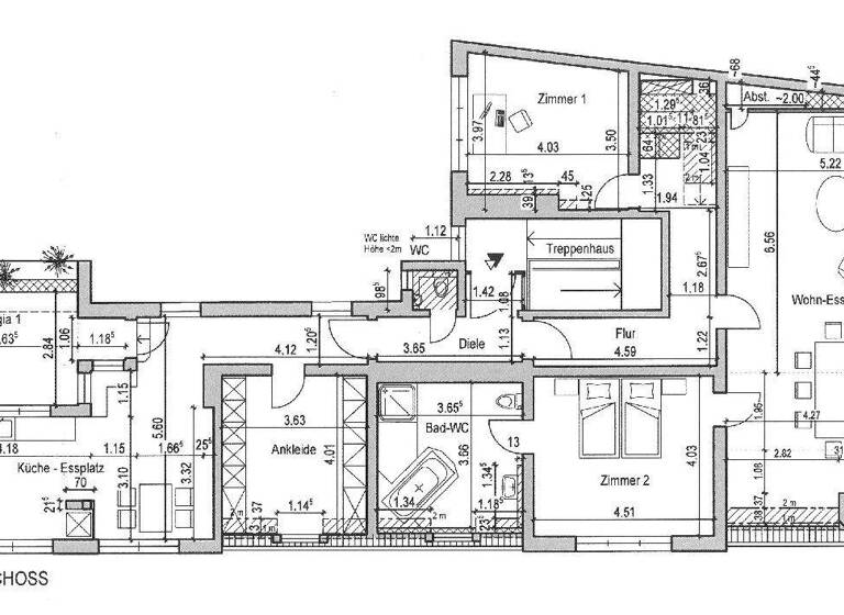 Wohnung zur Miete 1.350 € 4 Zimmer 173 m² 3. Geschoss Wiesdorf Leverkusen 51373