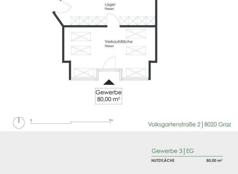 Ladenfläche zur Miete provisionsfrei 15 € 2 Zimmer Volksgartenstraße 2 Lend Graz 8020