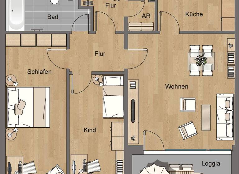 Wohnung zur Miete 1.157 € 3 Zimmer 84,6 m² 3. Geschoss Am Alten Nordhäuser Bahnhof 18 Krämpfervorstadt Erfurt 99085