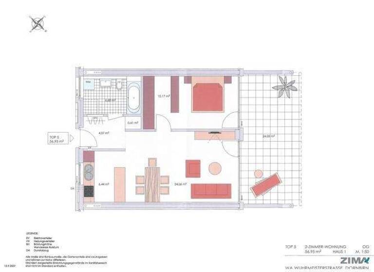 Wohnung zur Miete 901 € 2 Zimmer 57 m² 1. Geschoss frei ab 01.05.2026 Wuhrmeisterstraße 13 Dornbirn 6850