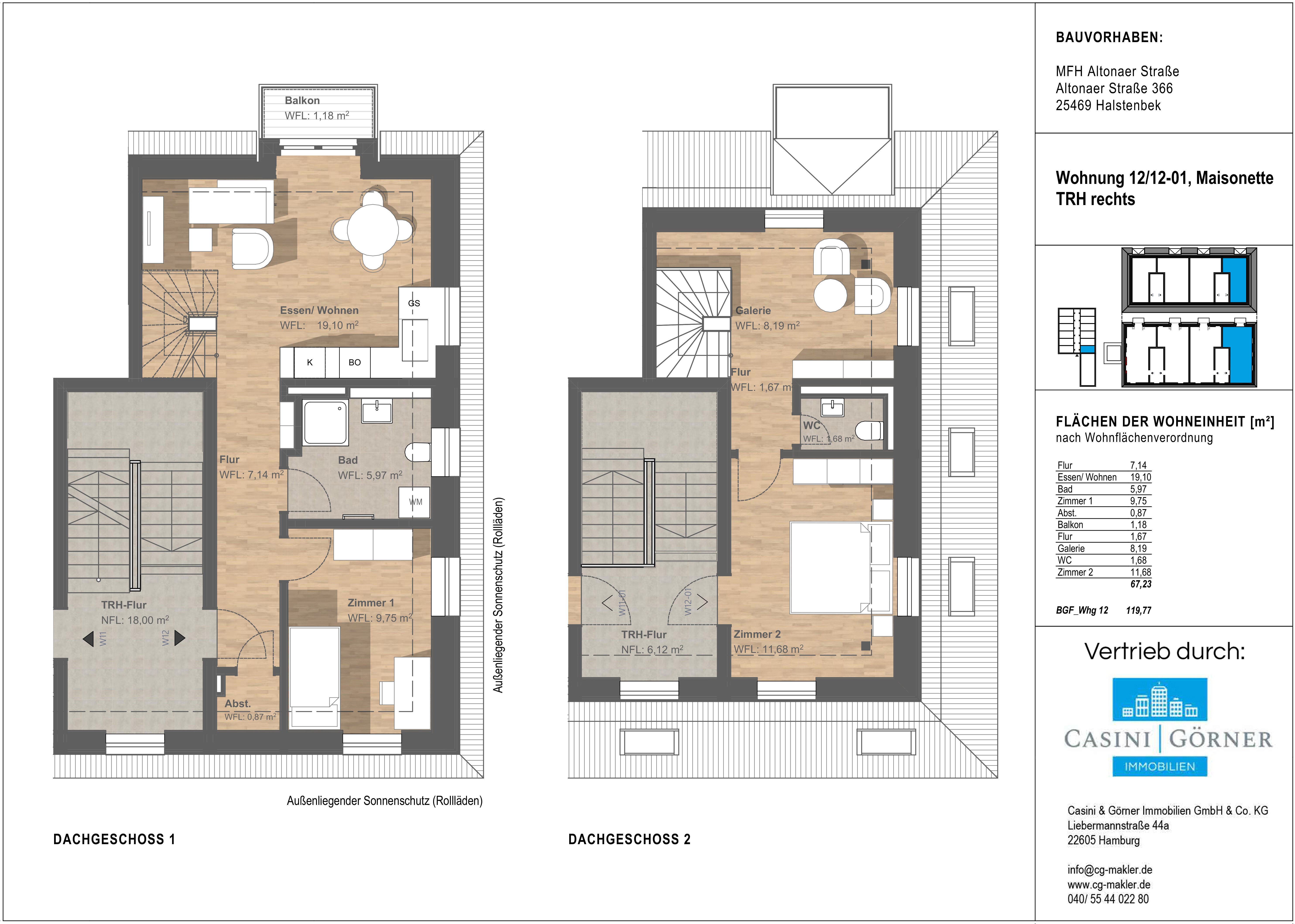 Maisonette zum Kauf provisionsfrei 424.000 € 3,5 Zimmer 67 m²<br/>Wohnfläche 2.<br/>Geschoss Halstenbek 25469