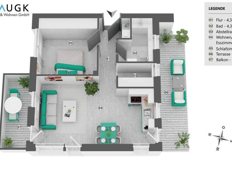 Wohnung zum Kauf 549.000 € 2 Zimmer 55,1 m² 2. Geschoss Gautinger Straße 24b Krailling 82152