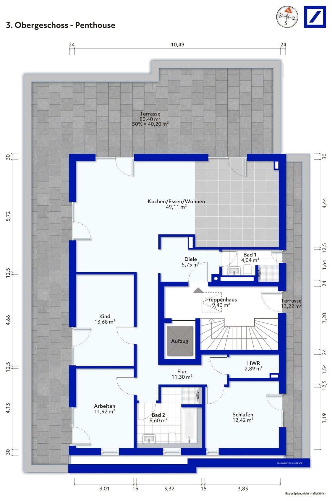 Penthouse zum Kauf provisionsfrei 789.000 € 4 Zimmer 167 m²<br/>Wohnfläche 3.<br/>Geschoss ab sofort<br/>Verfügbarkeit Vöhringen Vöhringen 89269