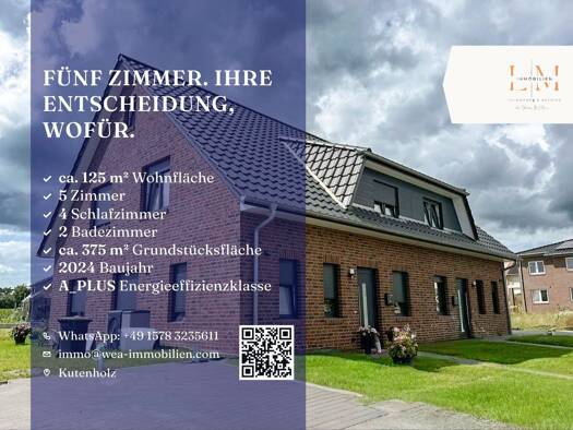 Doppelhaushälfte zum Kauf 365.000 € 5 Zimmer 125 m² 375 m² Grundstück Mulsum Kutenholz 27449